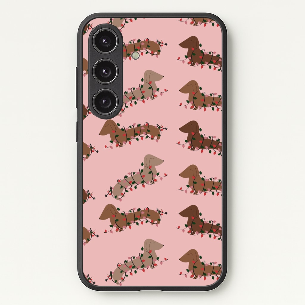 Dachshund Christmas Pattern Phone Case - Galaxy S24 Plus / Standard