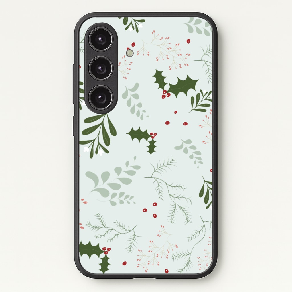 Christmas Floral Pattern Phone Case - Galaxy S24 Plus / Standard