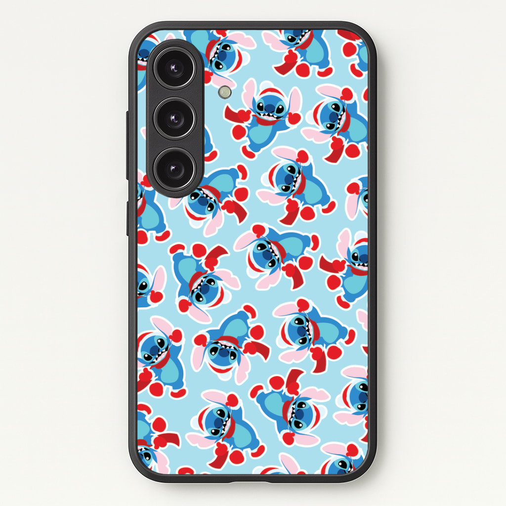 Blue Alien Christmas Pattern Phone Case - Galaxy S24 Plus / Standard