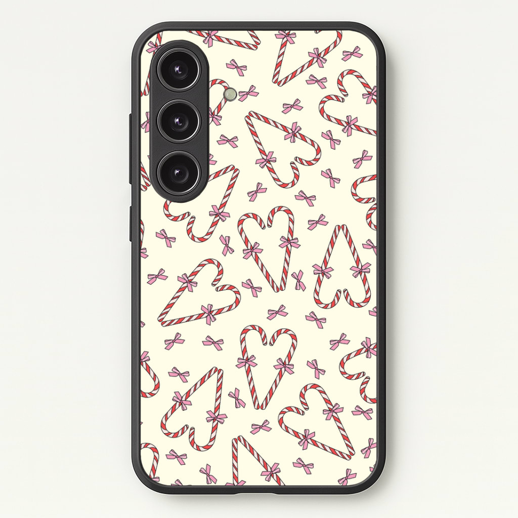 Candy Cane Love Heart Pattern Phone Case - Galaxy S24 Plus / Standard