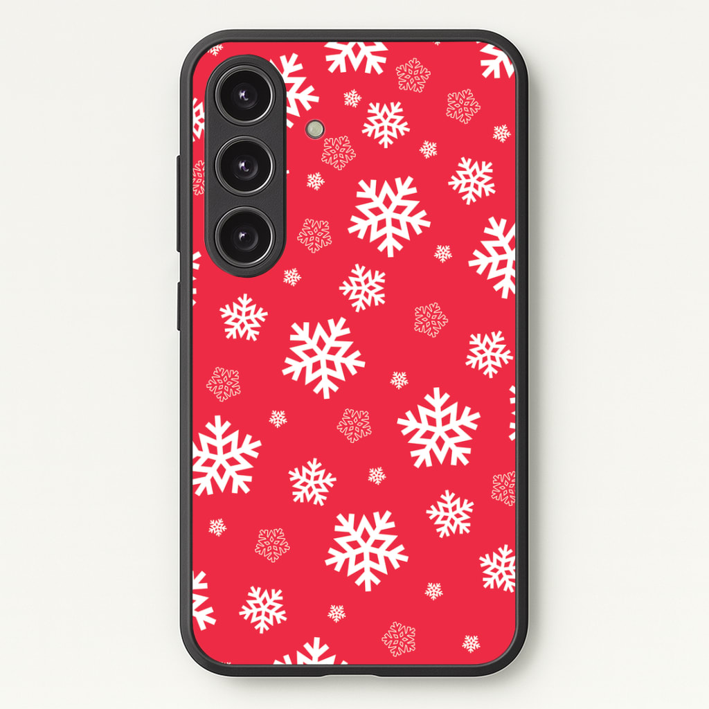 Red Snow Pattern Phone Case - Galaxy S24 Plus / Standard