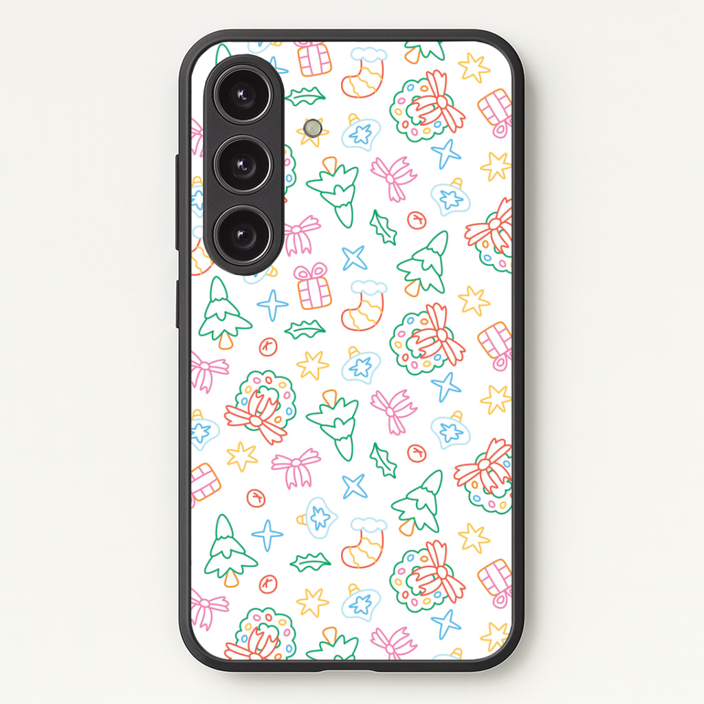 Neon Christmas Icons Pattern II Phone Case - Galaxy S24 Plus / Standard