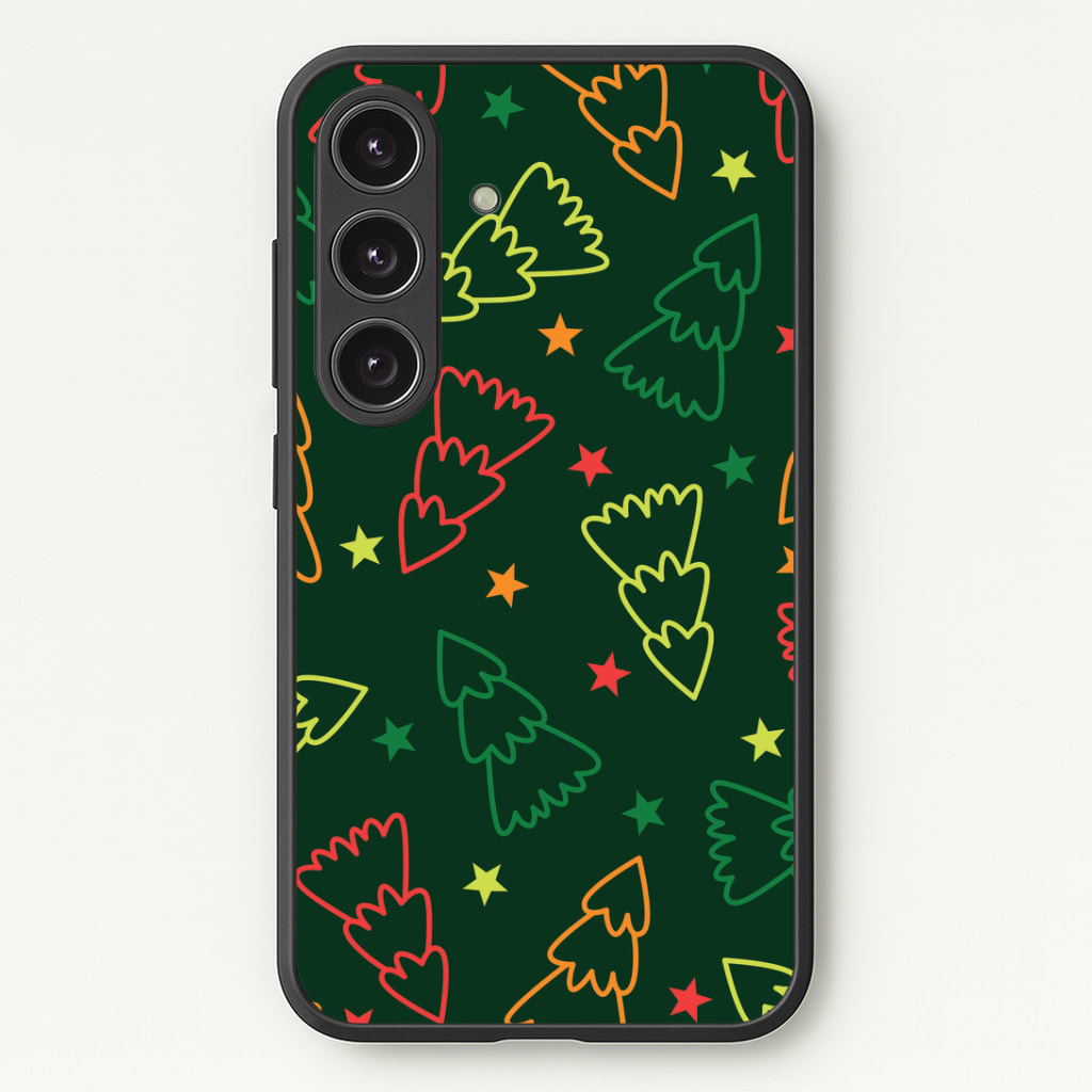 Colourful Christmas Tree Outlines Pattern Phone Case - Galaxy S24 Plus / Standard