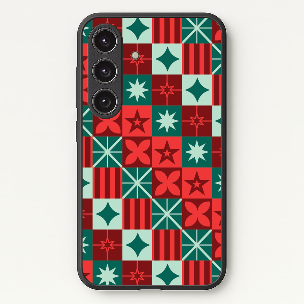 Geometric Square Christmas Pattern Phone Case - Galaxy S24 Plus / Standard