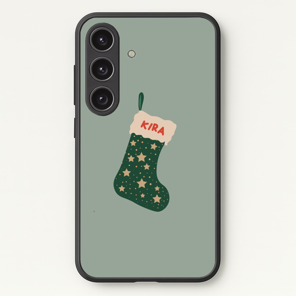 Green Stocking - Personalised Christmas Phone Case - Galaxy S24 Plus / Standard