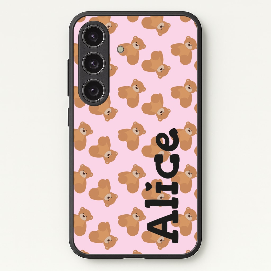 Teddy Bear Pattern - Personalised Christmas Phone Case - Galaxy S24 Plus / Standard