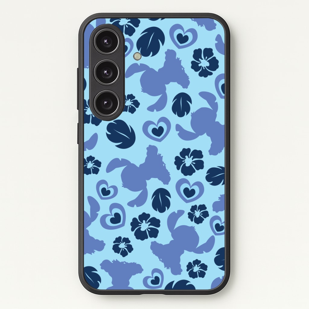 Blue Alien Silhouette Pattern Phone Case - Galaxy S24 Plus / Standard
