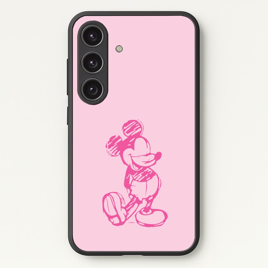 Sketched Mouse Outline Pink Phone Case - Galaxy S24 Plus / Standard