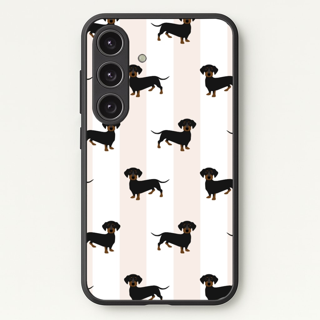 Striped Dachshund - Dog Pattern Phone Case - Galaxy S24 Plus / Standard