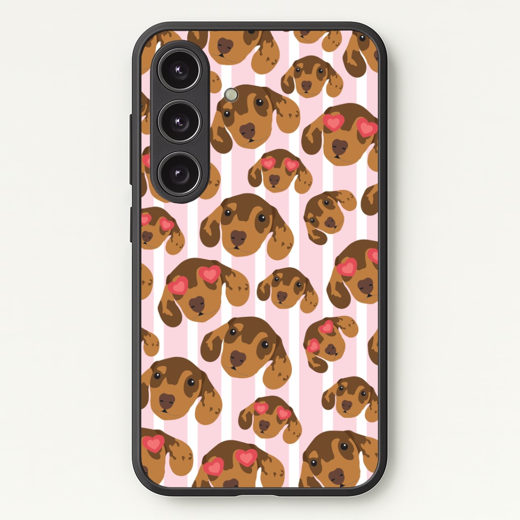 Stripes And Dachshunds Pattern Phone Case - Galaxy S24 Plus / Standard
