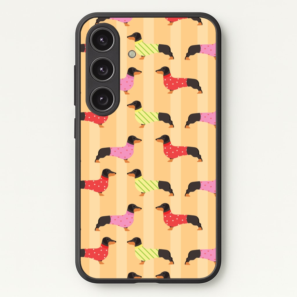 Dachshunds In Sweaters Pattern Phone Case - Galaxy S24 Plus / Standard