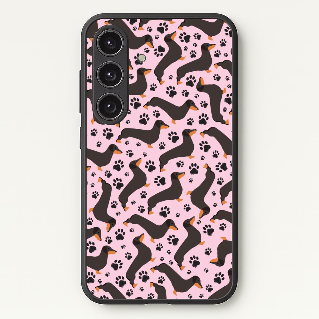 Dachschunds And Paws Pattern Phone Case - Galaxy S24 Plus / Standard