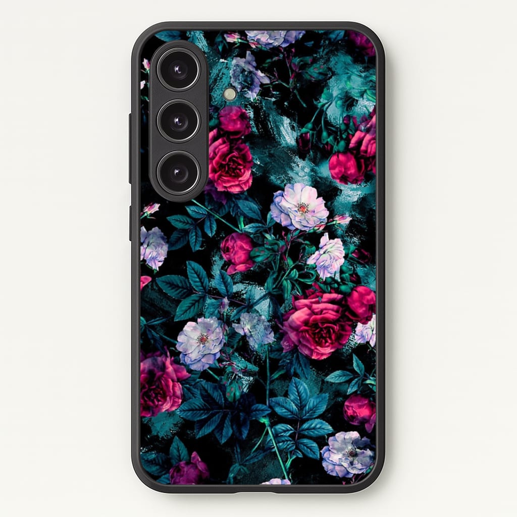 Black Floral Pattern Phone Case - Galaxy S24 Plus / Standard