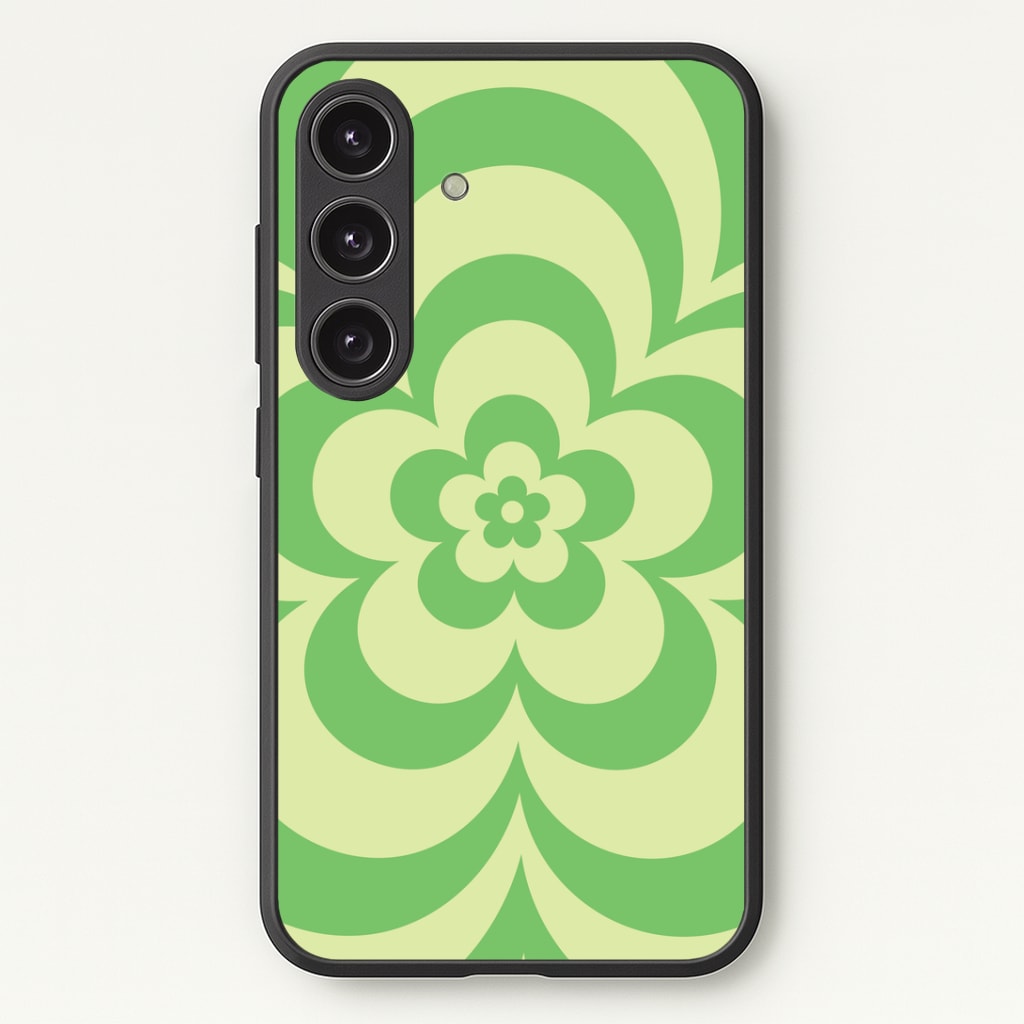 Green Abstract Flower Pattern Phone Case - Galaxy S24 Plus / Standard