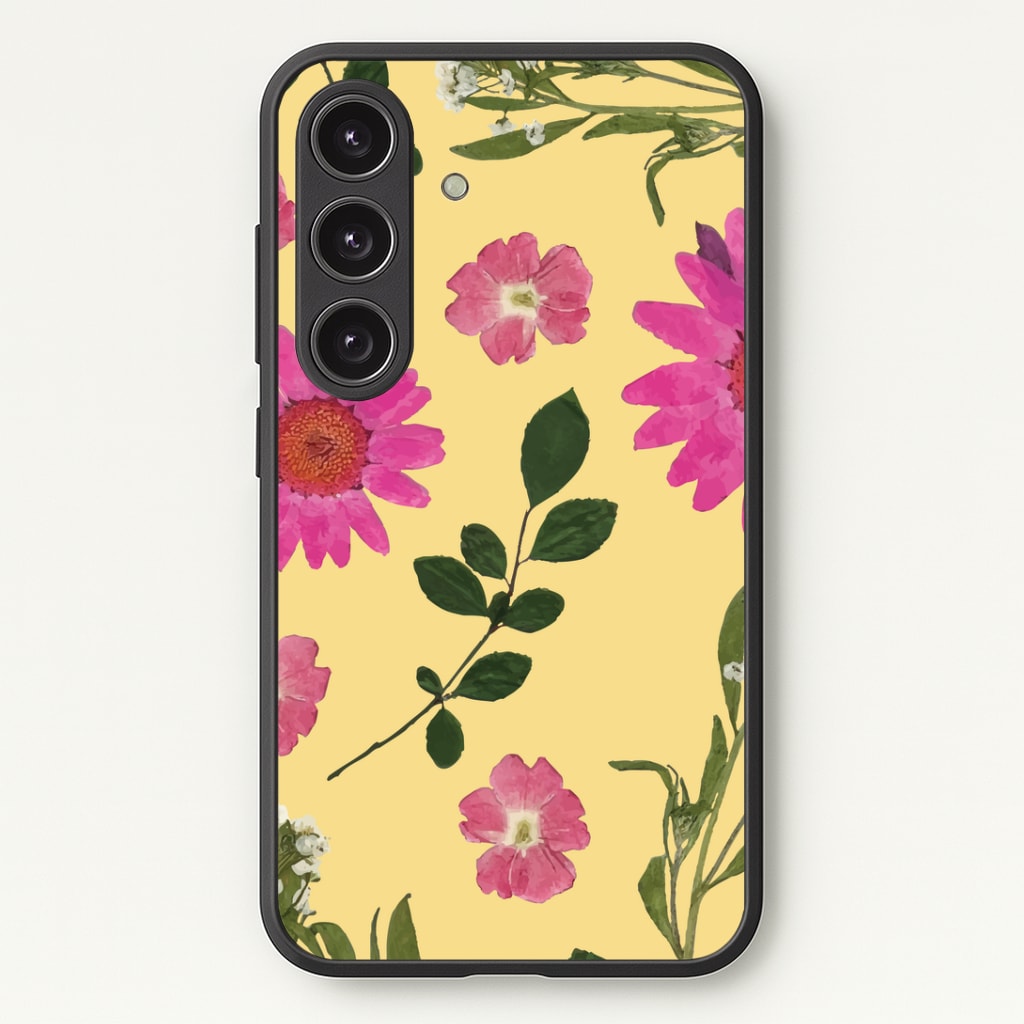 Pressed Plants Yellow Phone Case - Galaxy S24 Plus / Standard