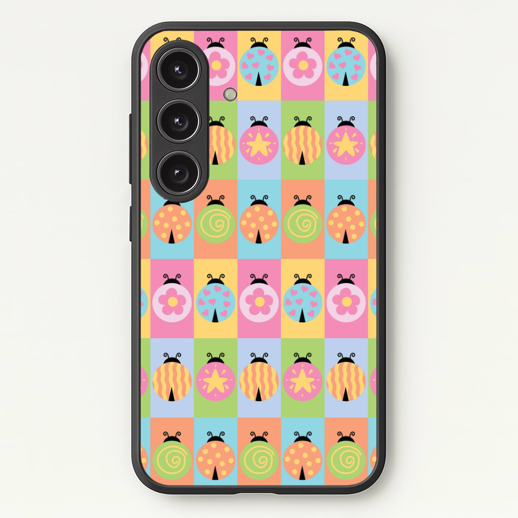 Cartoon Ladybugs Colourful Pattern Phone Case - Galaxy S24 Plus / Standard