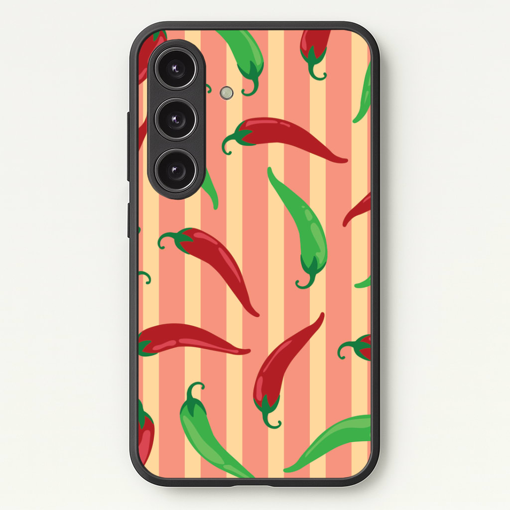 Chilis With Stripes Pattern Phone Case - Galaxy S24 Plus / Standard