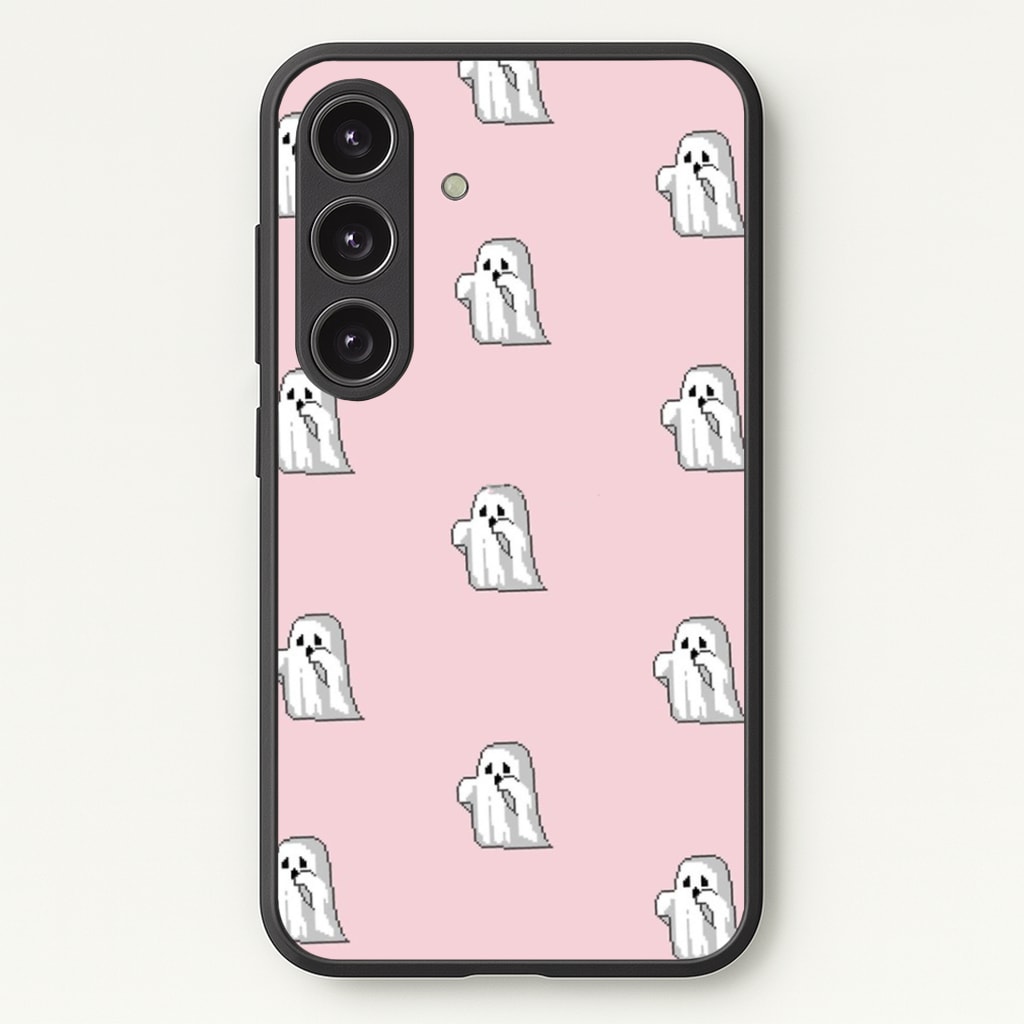 Pastel Pixel Ghost Halloween Phone Case - Galaxy S24 Plus / Standard