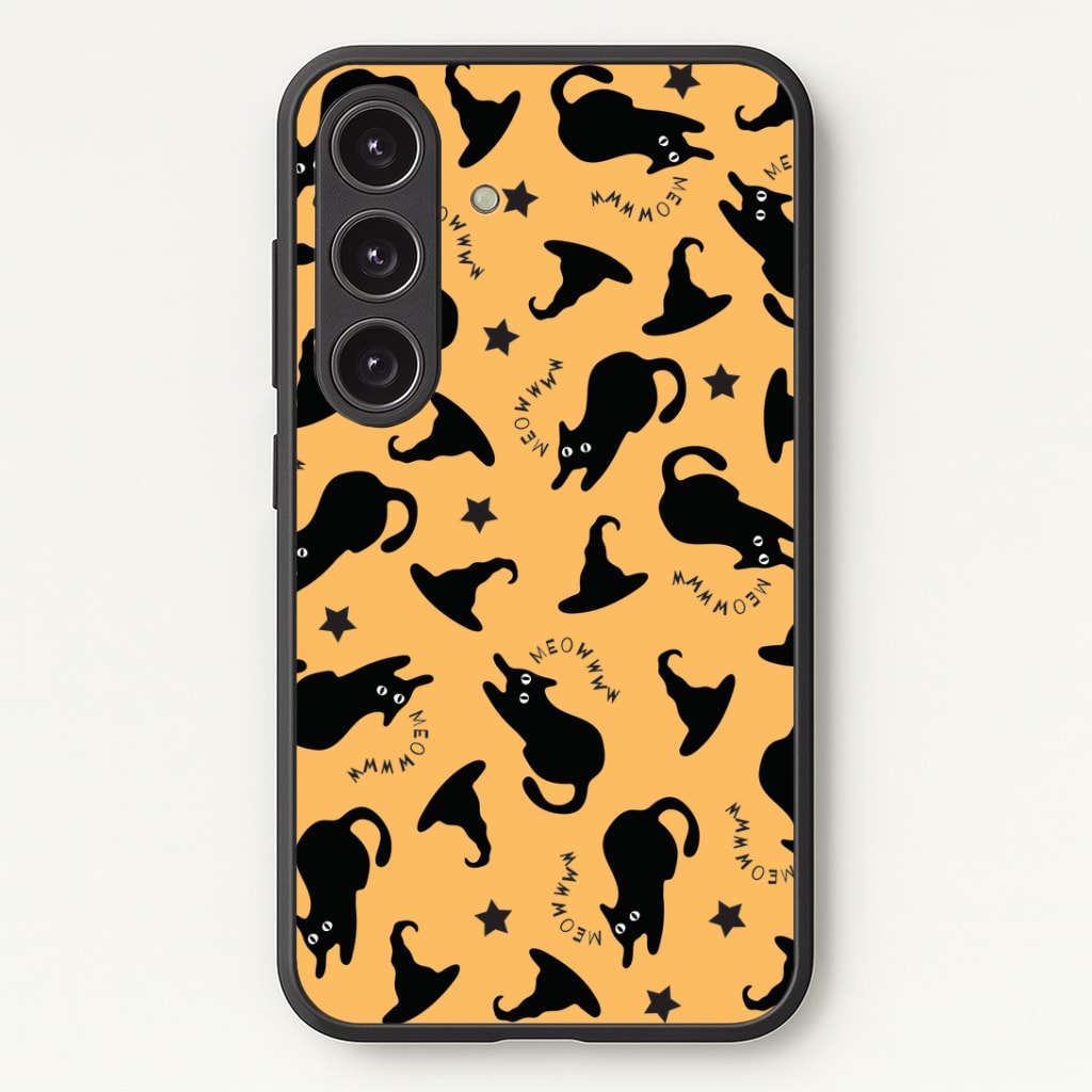 Black Cat And Hats Pattern Phone Case - Galaxy S24 Plus / Standard