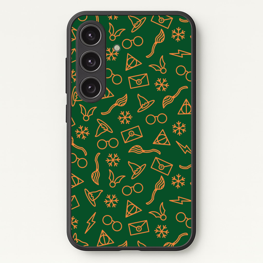 Christmas Wizard Icons Pattern Phone Case - Galaxy S24 Plus / Standard