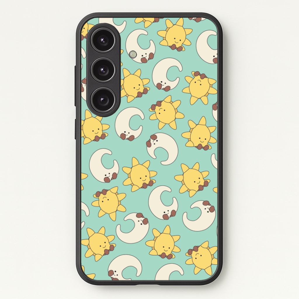 Stars And Moon Pattern - Plushy Phone Case - Galaxy S24 Plus / Standard
