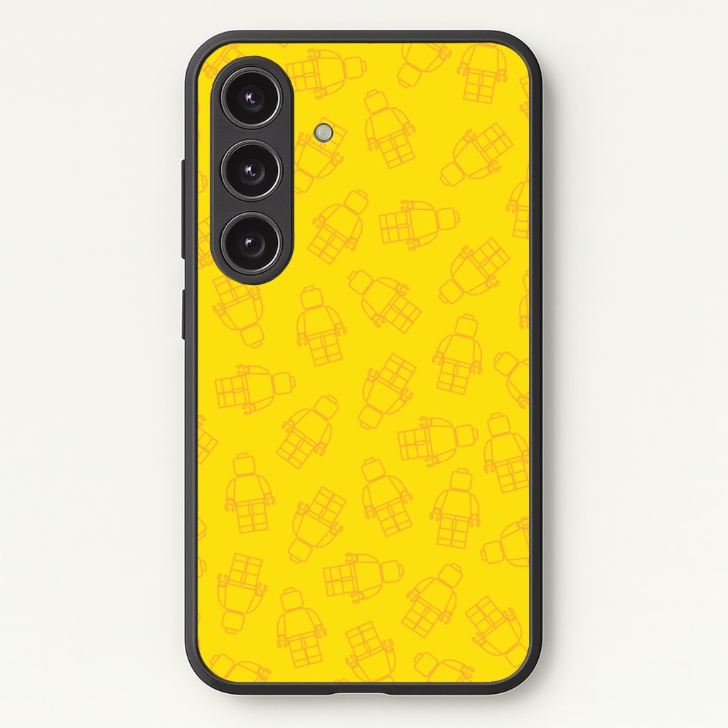 Bricks Figures Pattern Yellow Phone Case - Galaxy S24 Plus / Standard