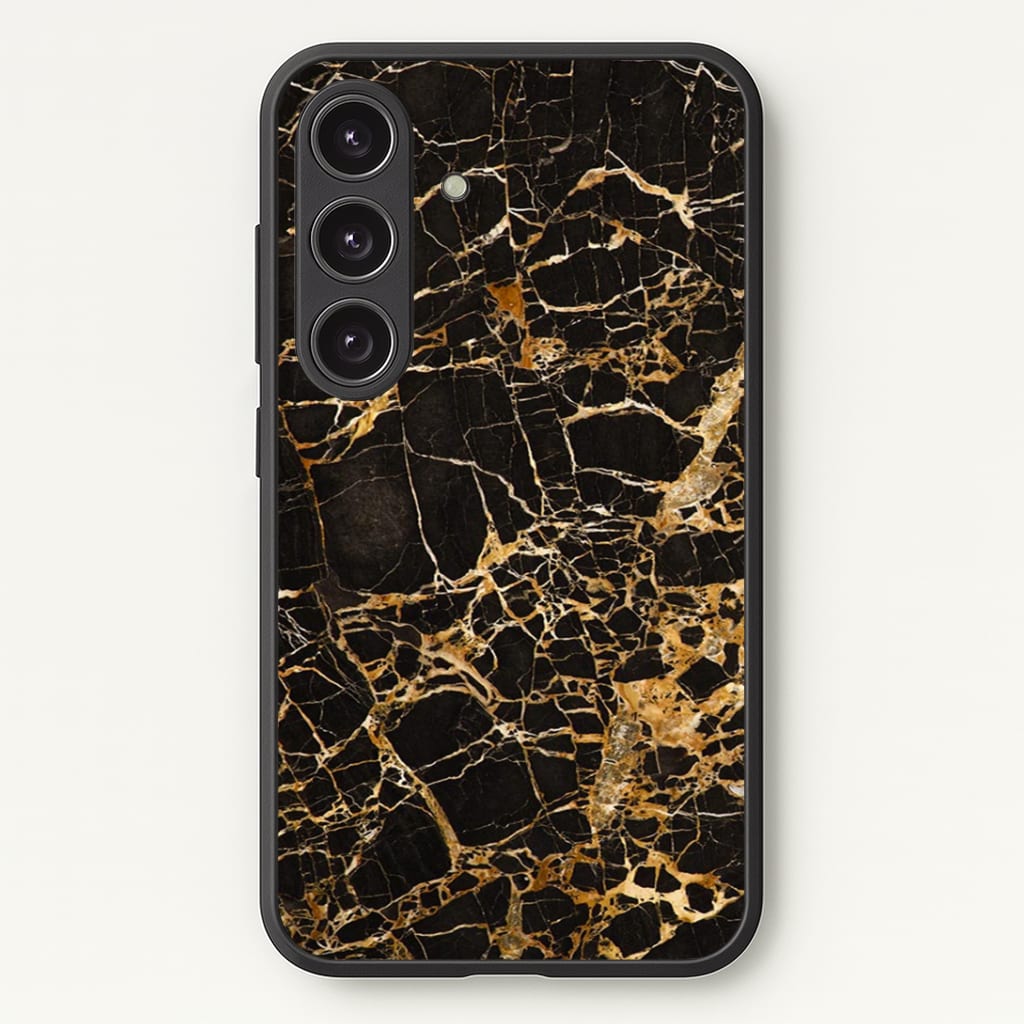 Black & Gold Marble Pattern Phone Case - Galaxy S24 Plus / Standard