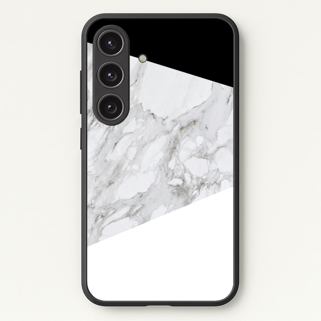 White, Black and Marble Pattern Phone Case - Galaxy S24 Plus / Standard