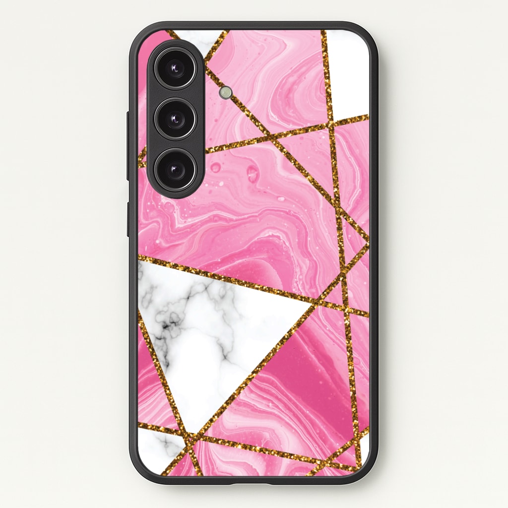 Pink Marble And Gold Collage Phone Case - Galaxy S24 Plus / Standard