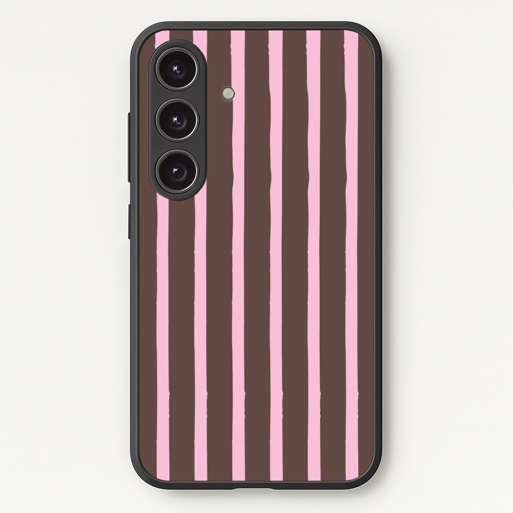 Chocolate & Strawberry Stripes Phone Case - Galaxy S24 Plus / Standard