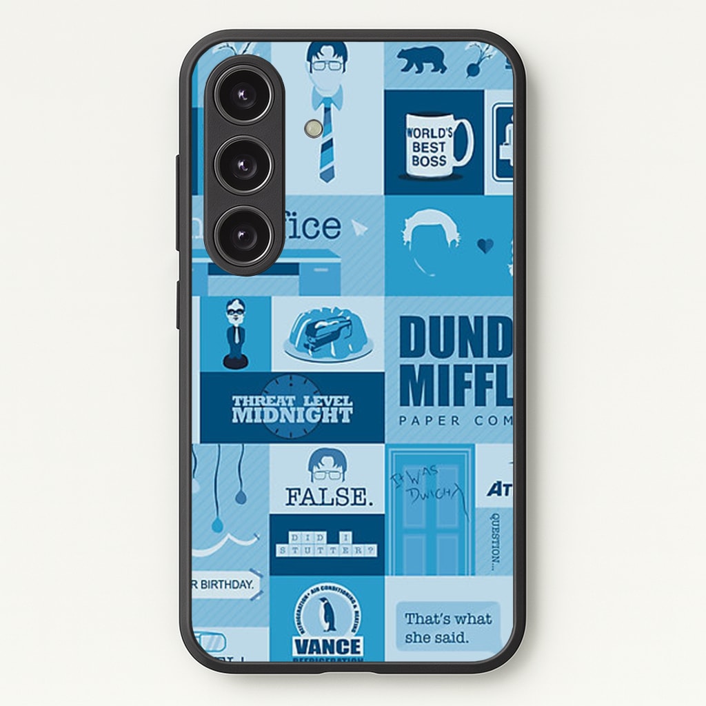 Office Blue Patchwork Phone Case - Galaxy S24 Plus / Standard