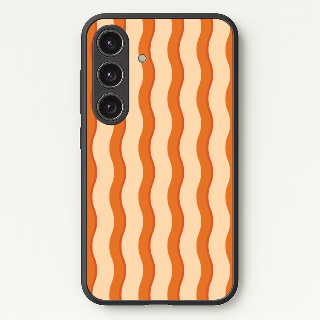 Orange Wavy Stripes Pattern Phone Case - Galaxy S24 Plus / Standard