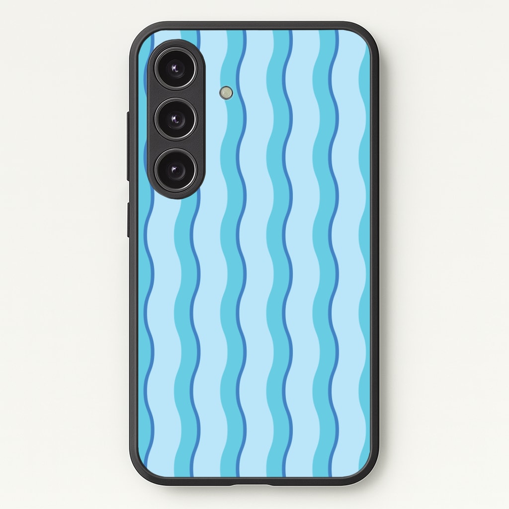 Blue Wavy Stripes Pattern Phone Case - Galaxy S24 Plus / Standard