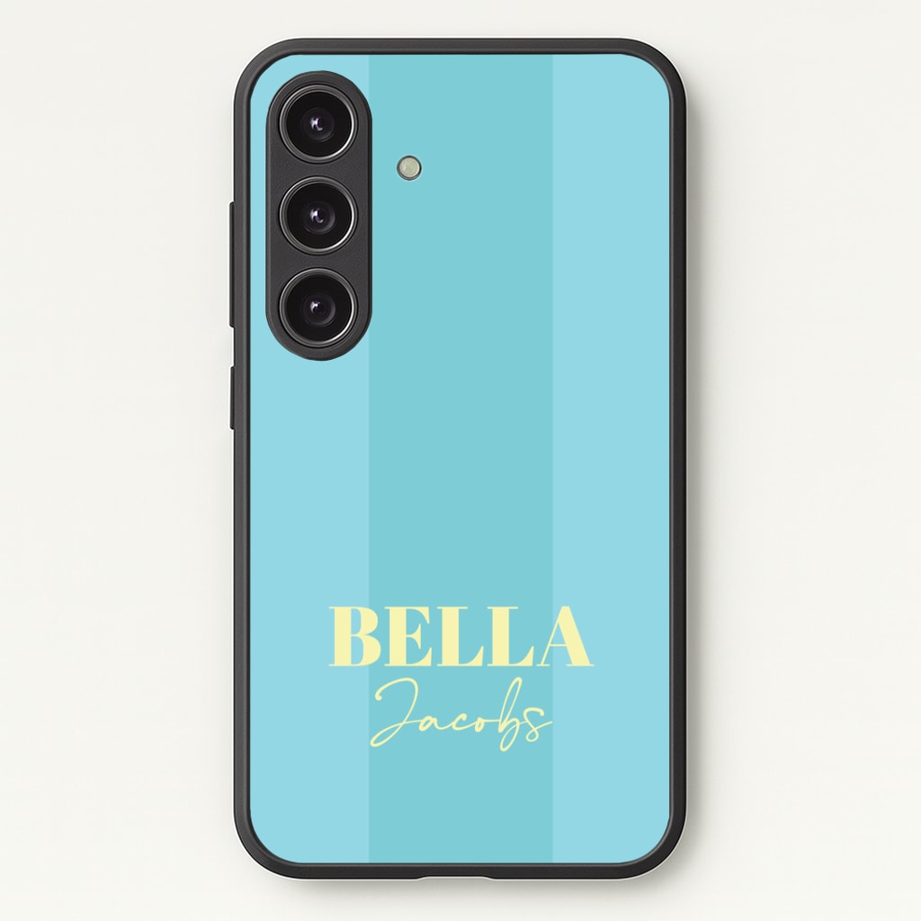 Blue Stripe Personalised Name Phone Case - Galaxy S24 Plus / Standard