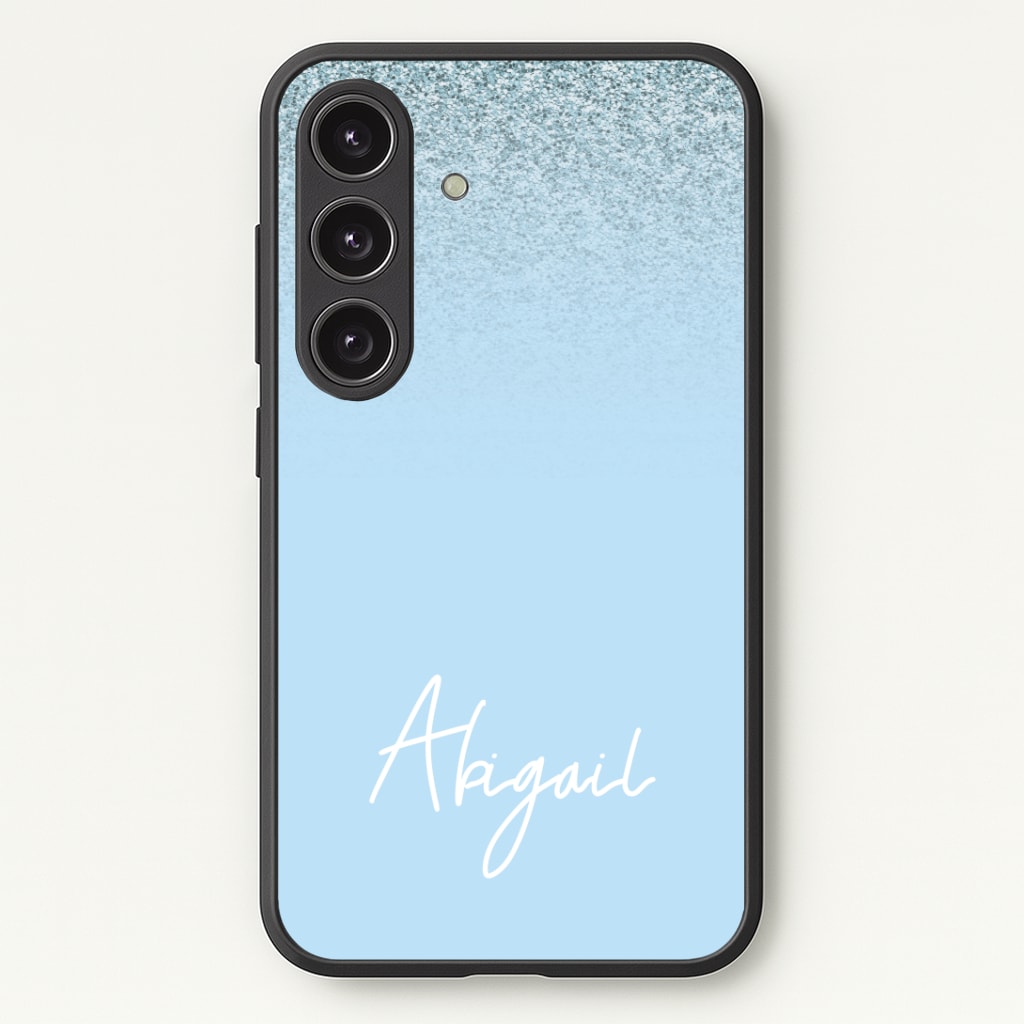 Blue Glitter Personalised Name Phone Case - Galaxy S24 Plus / Standard