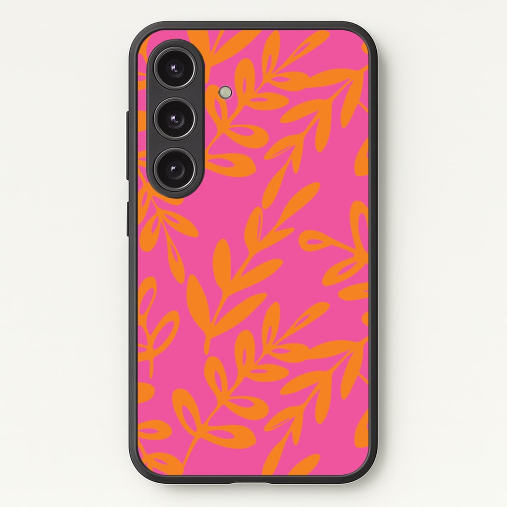 Pink & Orange Leaves - Foliage Phone Case - Galaxy S24 Plus / Standard