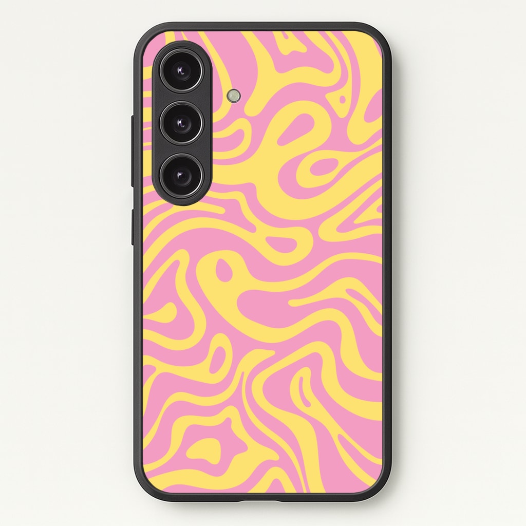 Yellow And Pink Waves Pattern Phone Case - Galaxy S24 Plus / Standard