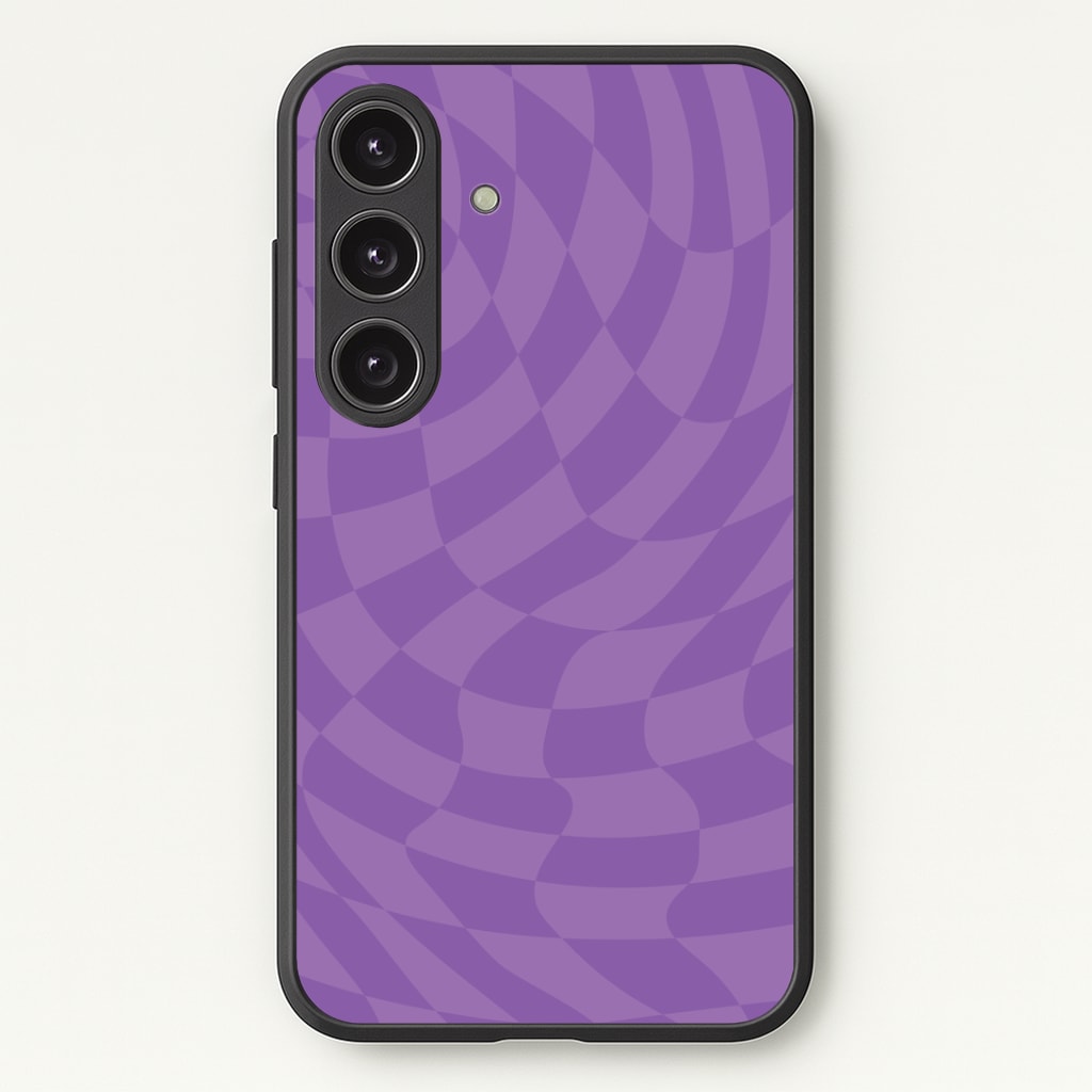 Purple Trippy Checkerboard Pattern Phone Case - Galaxy S24 Plus / Standard