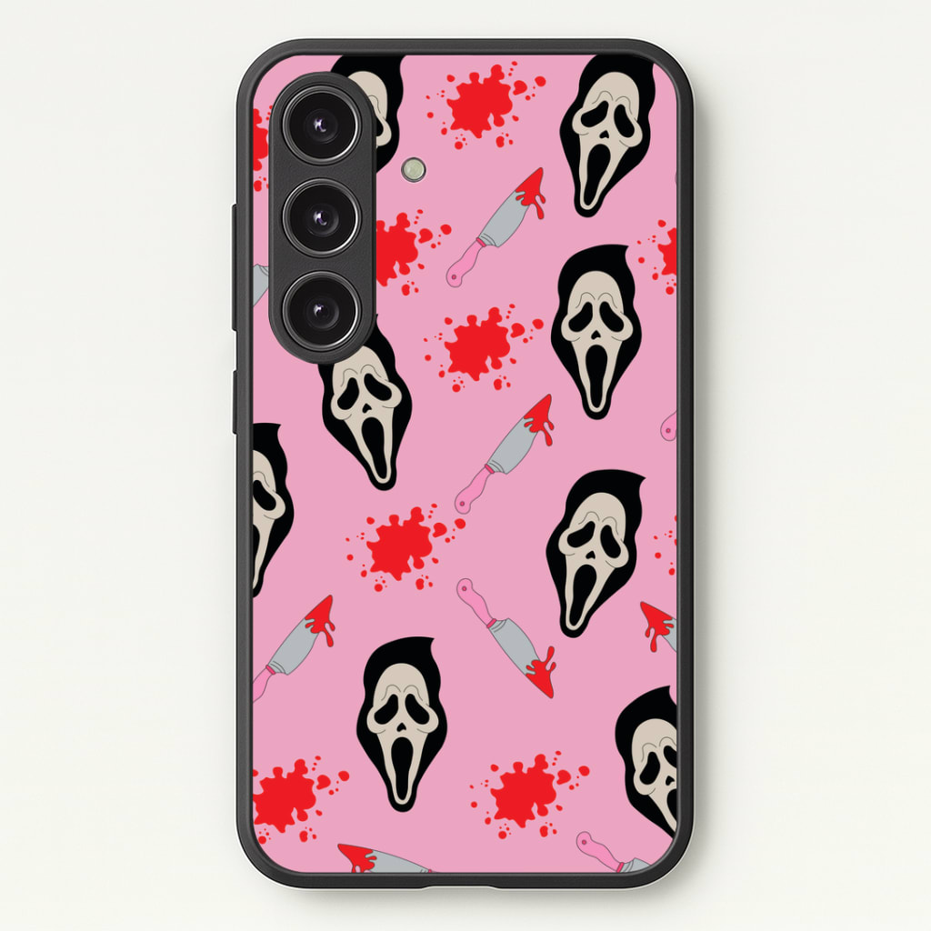 Pink Ghostface Pattern - Scream Phone Case - Galaxy S24 Plus / Standard