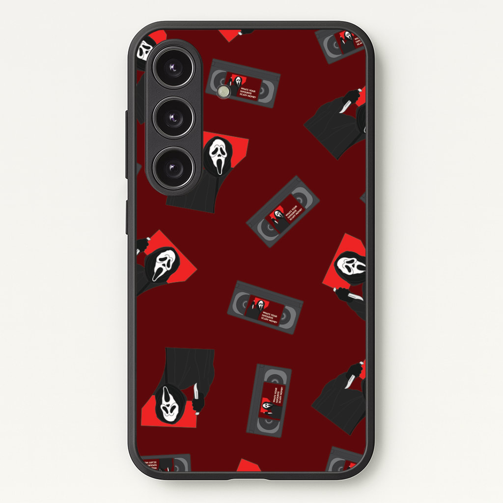 VHS & Ghostface Pattern Phone Case - Galaxy S24 Plus / Standard