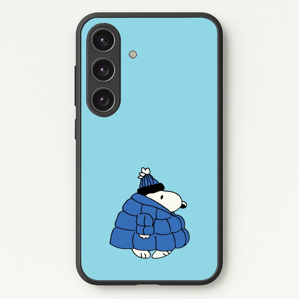 Cartoon Beagle Puffer Jacket Blue Phone Case - Galaxy S24 Plus / Standard