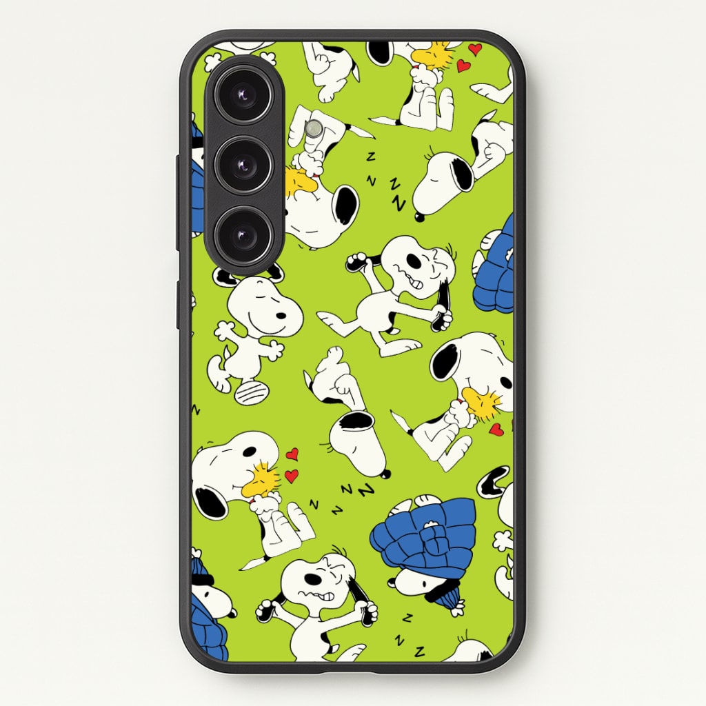 Lime Green Cartoon Beagle Pattern Phone Case - Galaxy S24 Plus / Standard