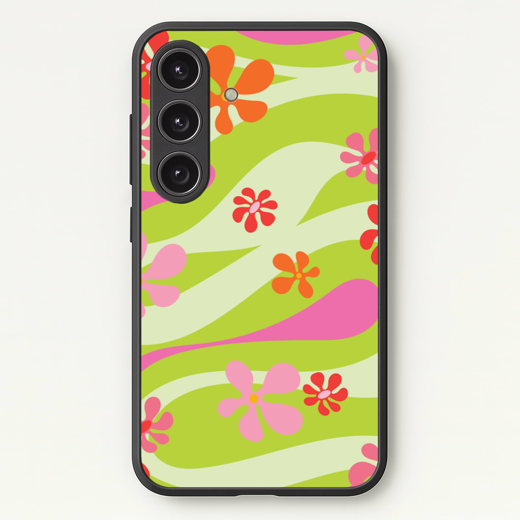 Retro Flowers Pattern Phone Case - Galaxy S24 Plus / Standard