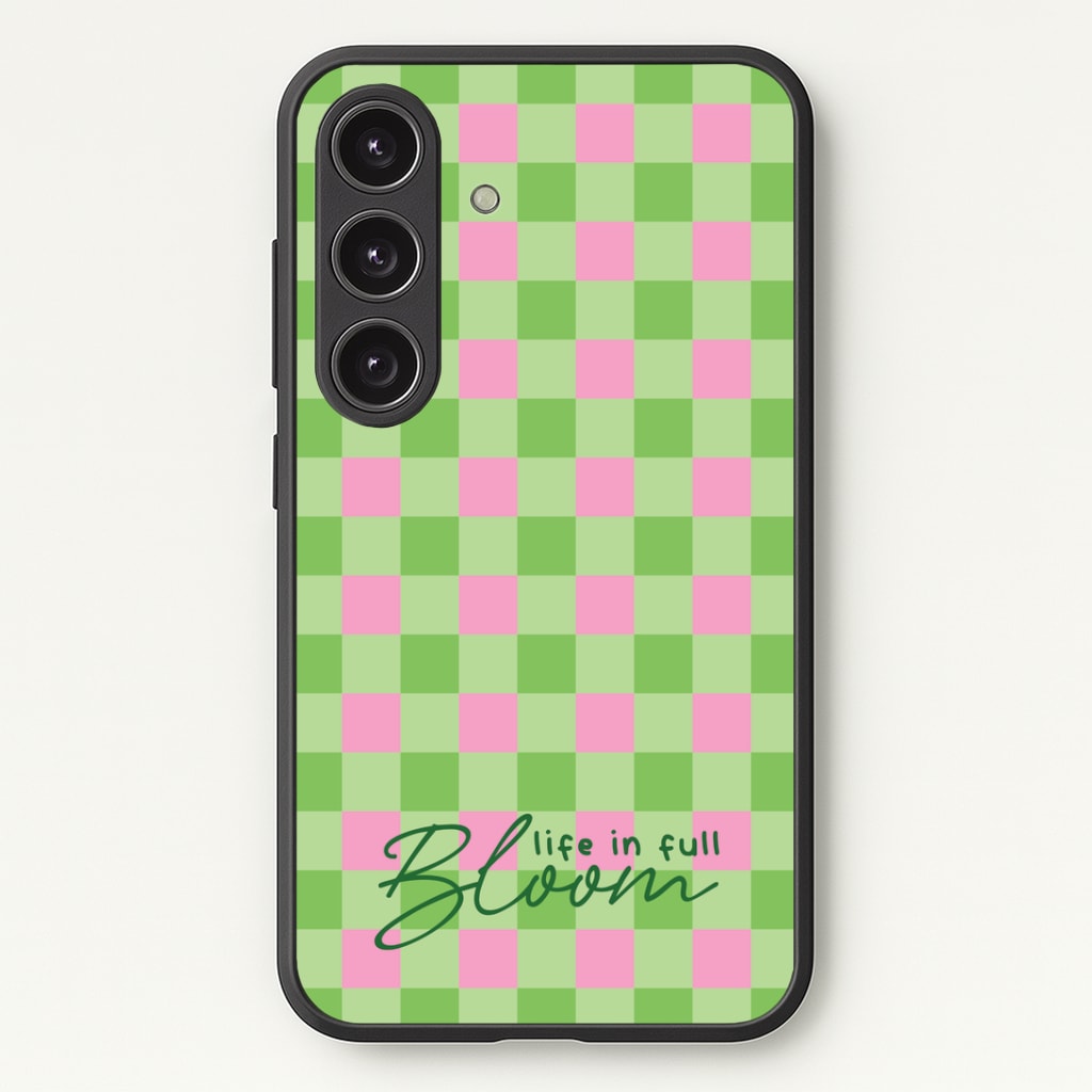 Life In Full Bloom Checkered Phone Case - Galaxy S24 Plus / Standard