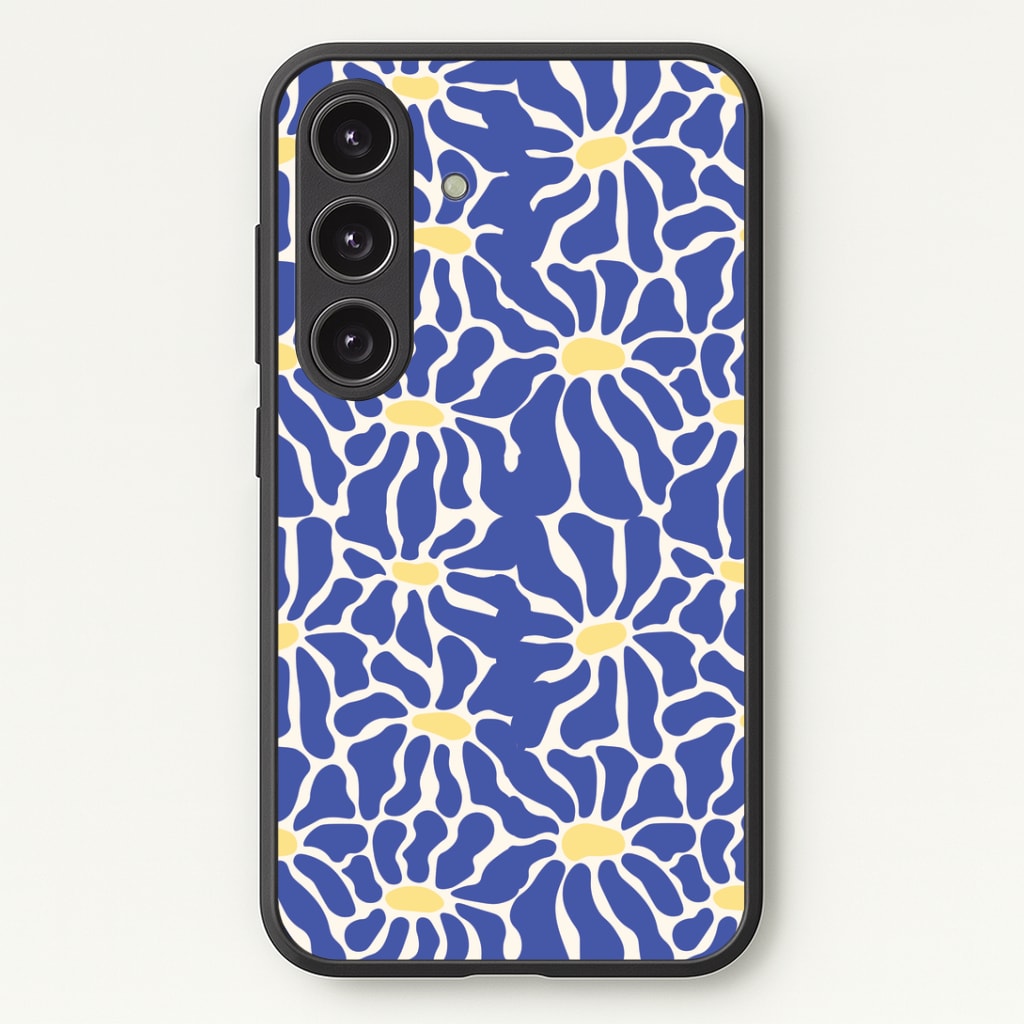 Dark Blue Flowers - Summer Phone Case - Galaxy S24 Plus / Standard