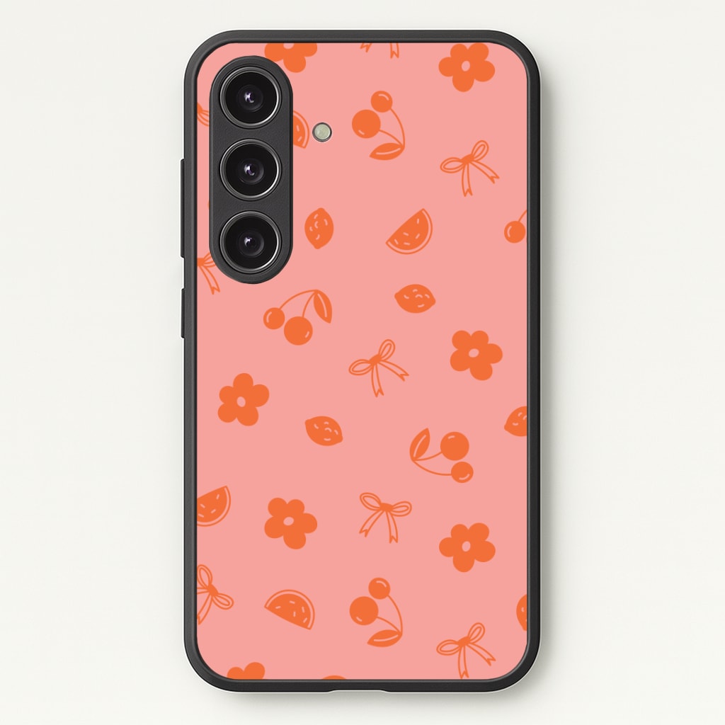 Coquette Orange Cherries Pattern Phone Case - Galaxy S24 Plus / Standard