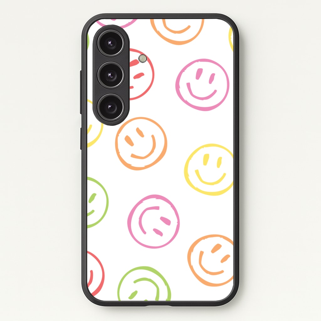 Colourful Sketched Smileys Pattern Phone Case - Galaxy S24 Plus / Standard