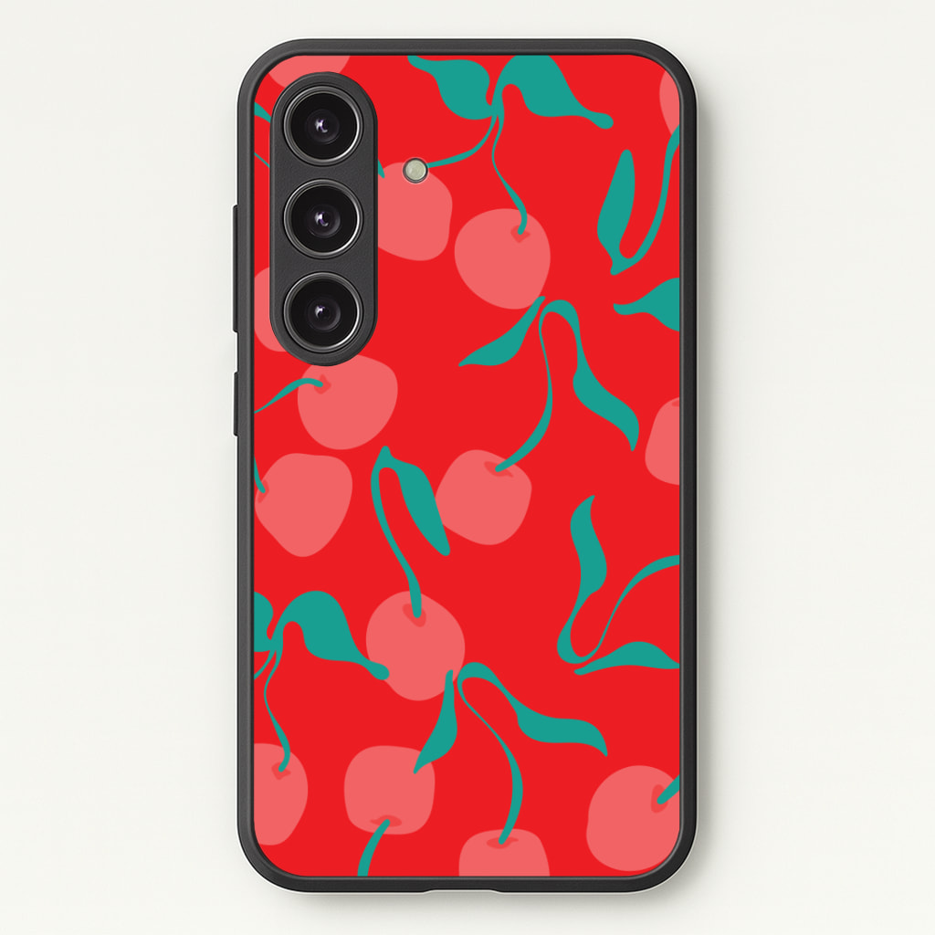 Red Abstract Cherries Pattern Phone Case - Galaxy S24 Plus / Standard