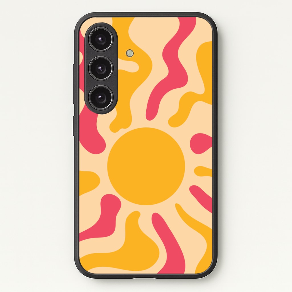 Yellow And Pink Abstract Sun Phone Case - Galaxy S24 Plus / Standard