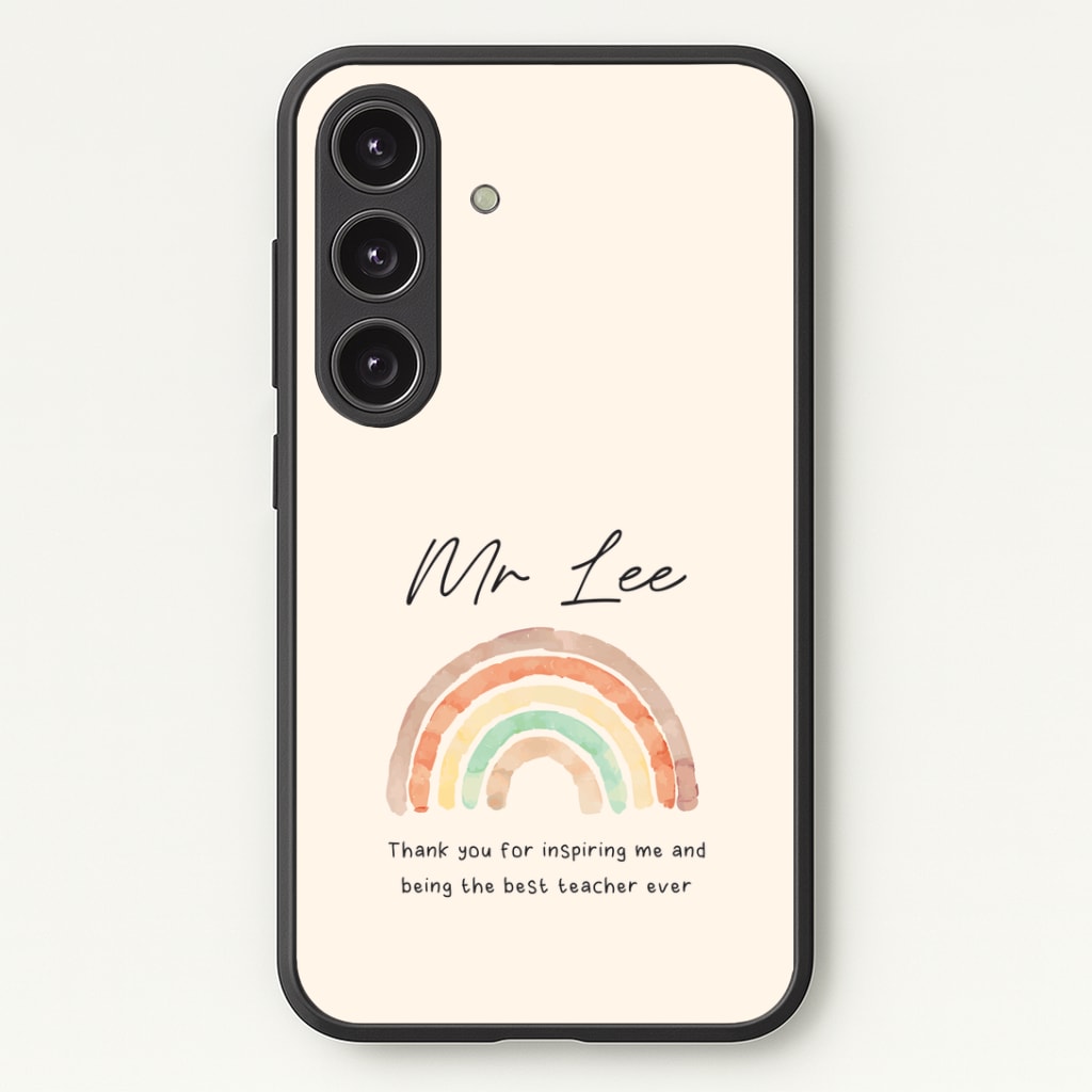 Beige Personalised Teacher Rainbow  Phone Case - Galaxy S24 Plus / Standard